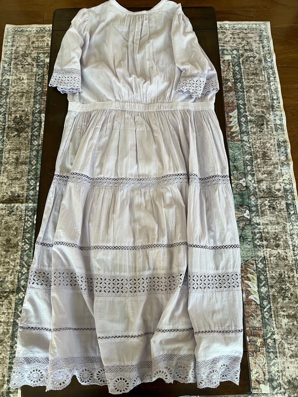 Cotton GAP Pale Lavender Lightweight Button-Front Tiered Midi Dress - Picture 11 of 13